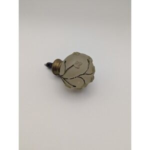 Frosted Glass Leaf Vine Decorative Door Knob Handle Vintage Floral Cottagecore